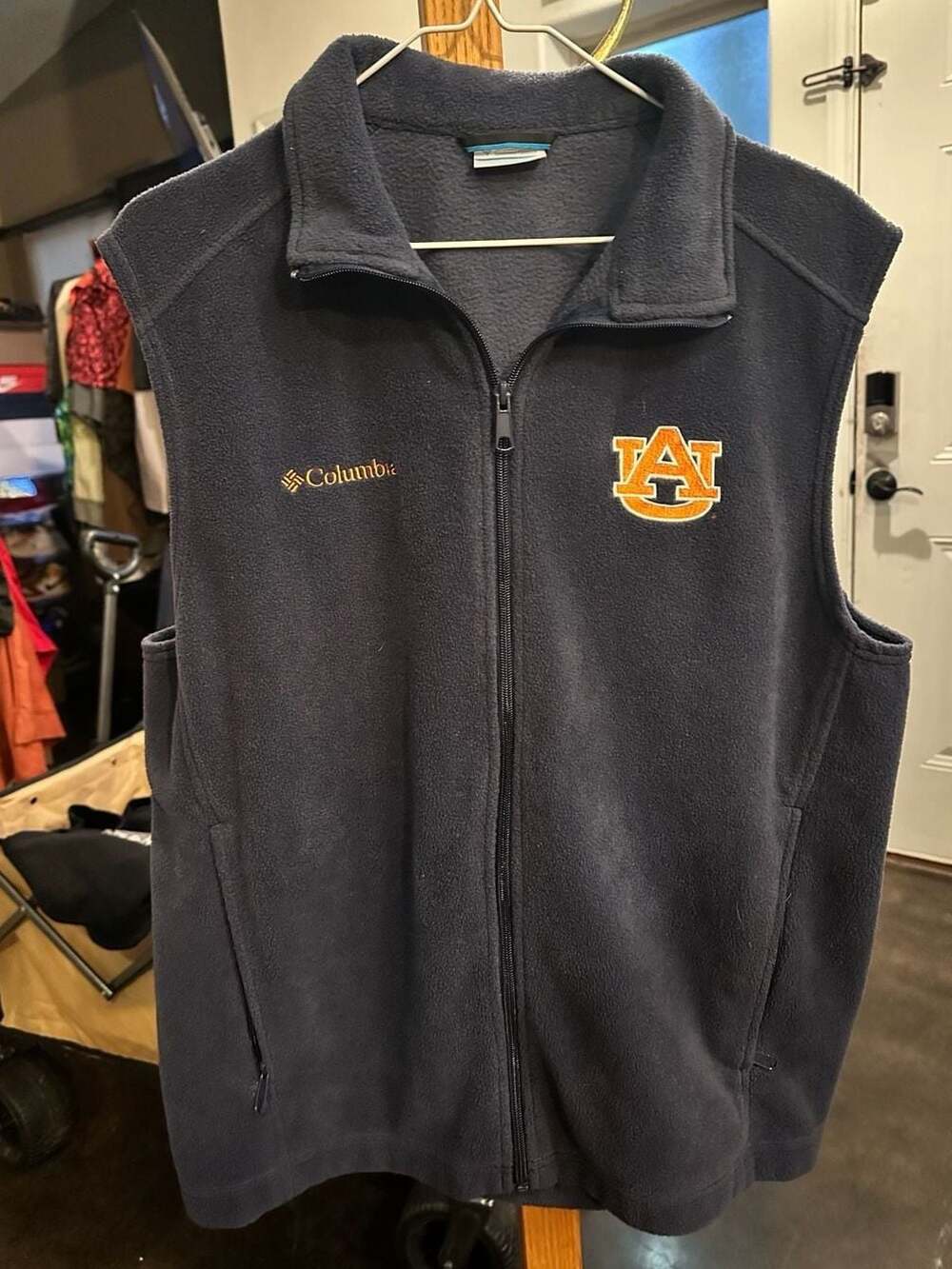 Columbia Men's Auburn Tigers NCAA Flanker II Full Zip Fleece Vest - Navy